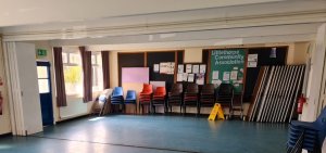 Rectangular Tables and Chairs - stored at end of Hall